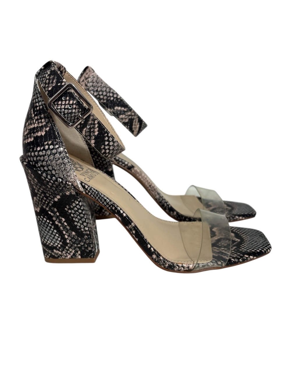 Vince Camuto Feorla Snakeskin Block Heel Sandals – Size 9